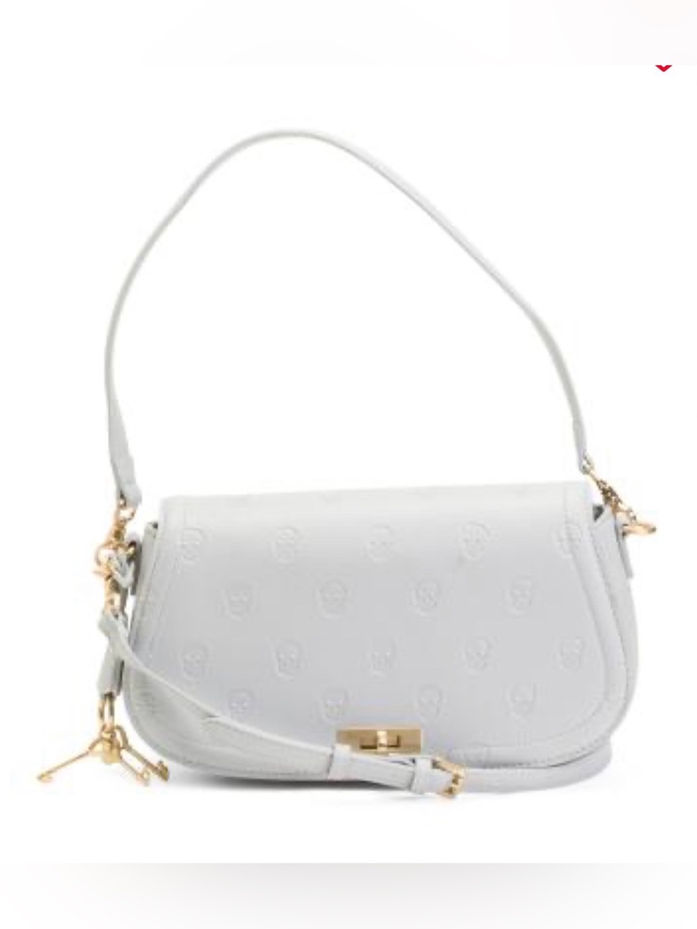 Betsey Johnson XOMarcia Flap White Shoulder Bag with Gold Hardware & Bag Charms